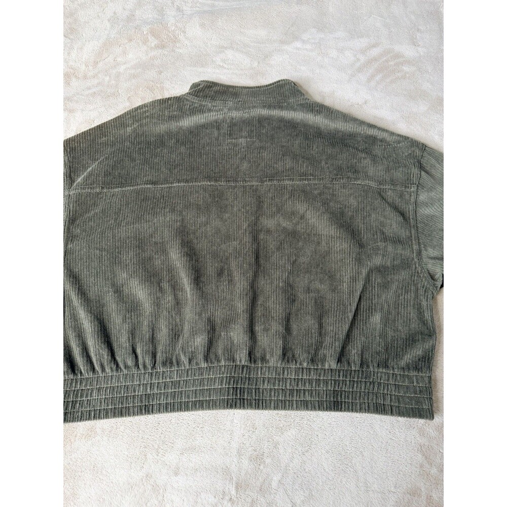 Aerie Olive Green Corduroy Cropped Jacket Full Zip Utility Pockets Size M - Picture 9 of 10